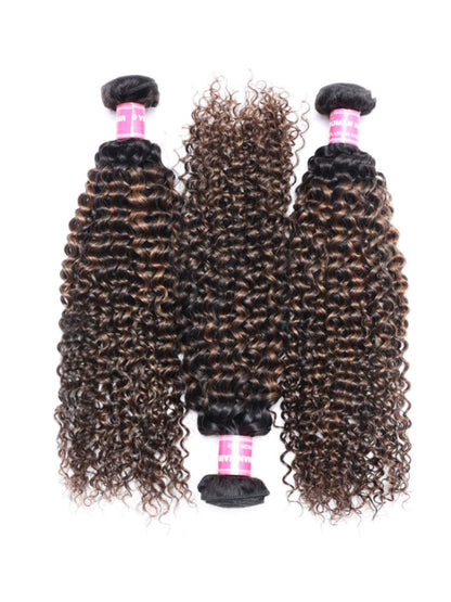 Sunber Hair Brown Balayage FB30 Highlight Jerry Curly Human Virgin Hair 3 Bundles Deal