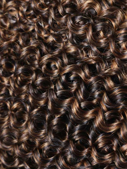 Sunber Hair Brown Balayage Highlight Jerry Curly 4 Bundles Human Virgin Hair Weave