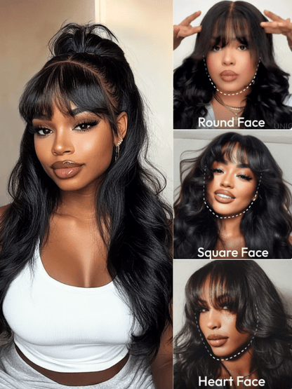 Extra 50% OFF | Sunber 13x4 Pre-Everything Lace Frontal Fluffy Hair Loose Wave 3D Dome Cap Wigs with Bangs