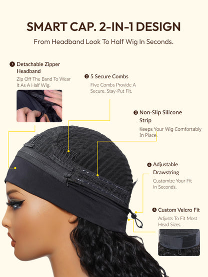 Sunber Headband Half Wig Beginner Friendly 2-IN-1 Switch™ Water Wave Glueless Wig With Flash Sale