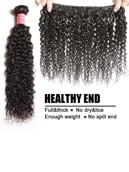 Sunber Hair Malaysian Curly 4 Bundles with 1pcs Lace Closure-100% Human Hair Weave Flash Sale