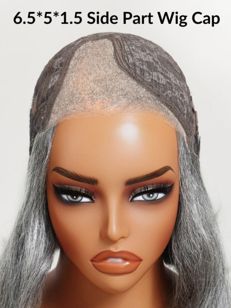 Sunber Salt and Pepper Layered Bob Minimalist Lace 6.5*5*1.5 Side Part Grey Wig