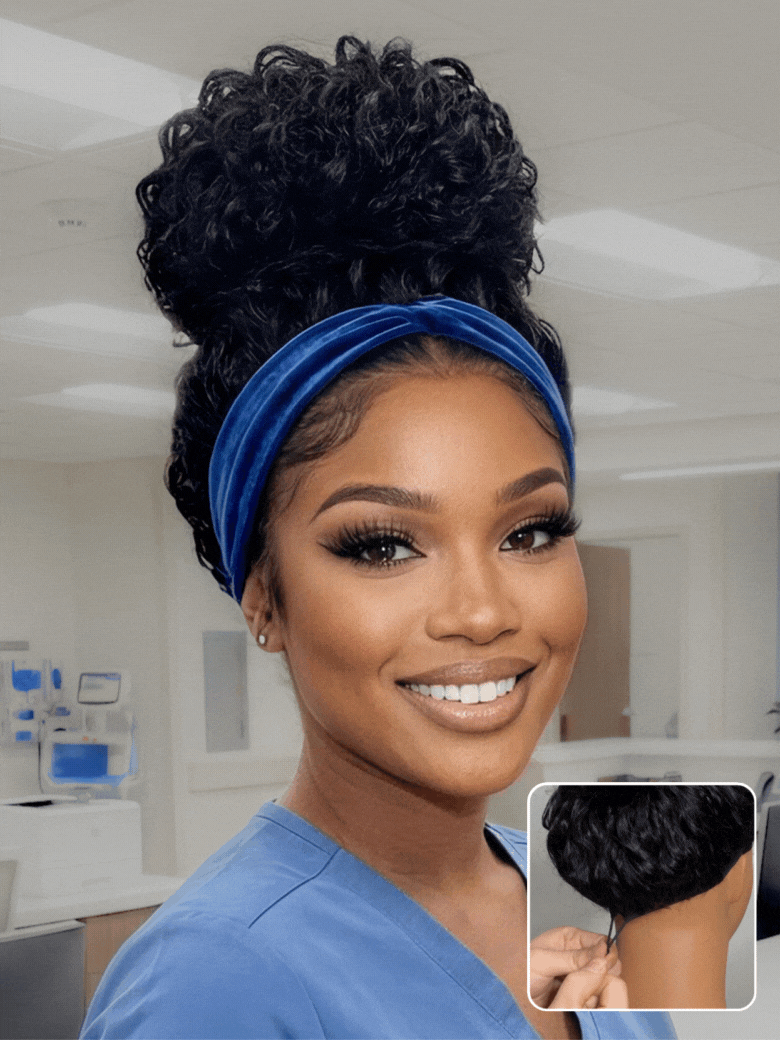 Sunber HookFit Water Wave Headband Wig Glueless Human Hair Wigs With Invisi Drawstring Flash Sale