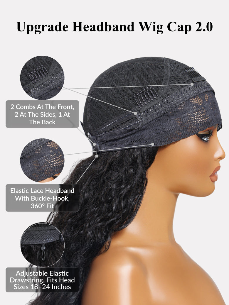 Sunber HookFit Water Wave Headband Wig Glueless Human Hair Wigs With Invisi Drawstring Flash Sale