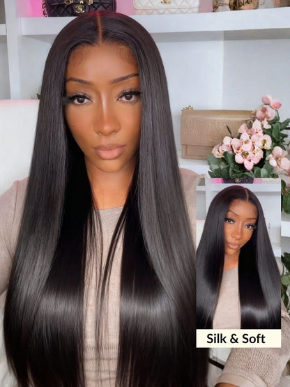 $100 OFF| Sunber Yaki Straight Glueless 7x5 Bye Bye Knots Pre-cut Closure Wig With Bleach Knots