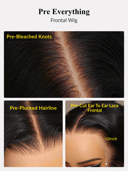 13x4 Pre-Everything 180% Density Loose Wave Glueless Lace Frontal Wig –Feathered Style and Elastic Drawstring Flash Sale