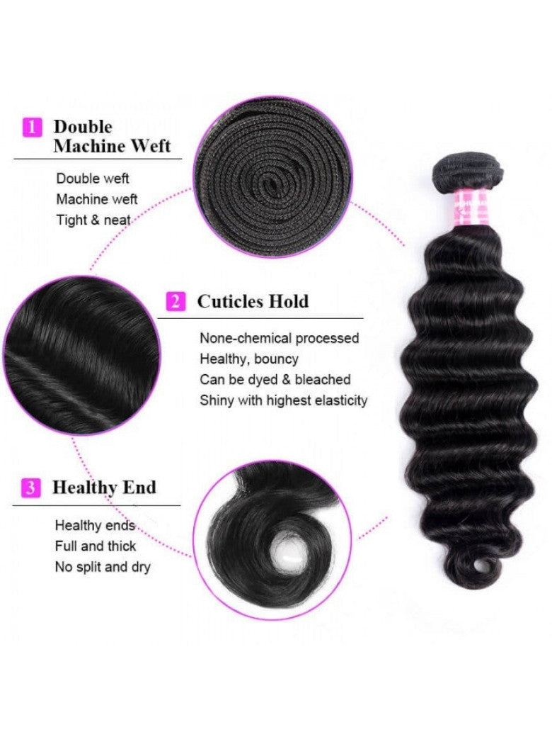 Sunber Hair 100% Unprocessed Human Virgin Hair 4 Bundles Loose Deep Wave Hair