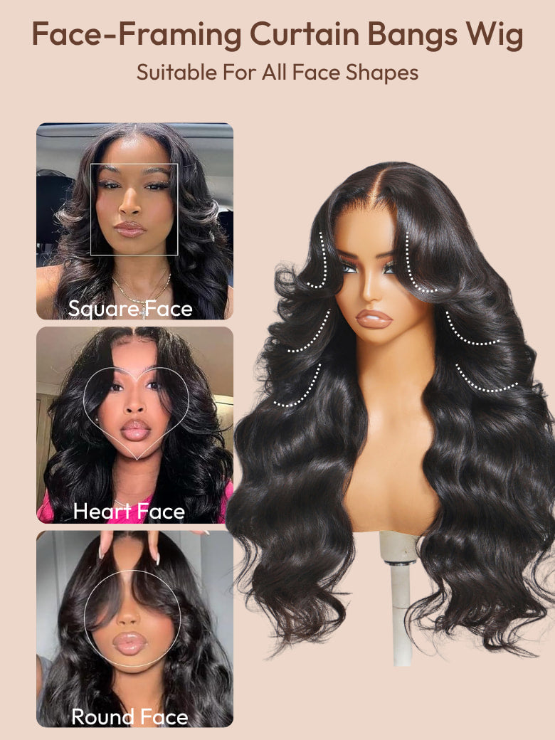 Face Framing Curtain Bangs 13x4 Pre-Everything Pull And Go Drawstring Loose Wave Wig Flash Sale