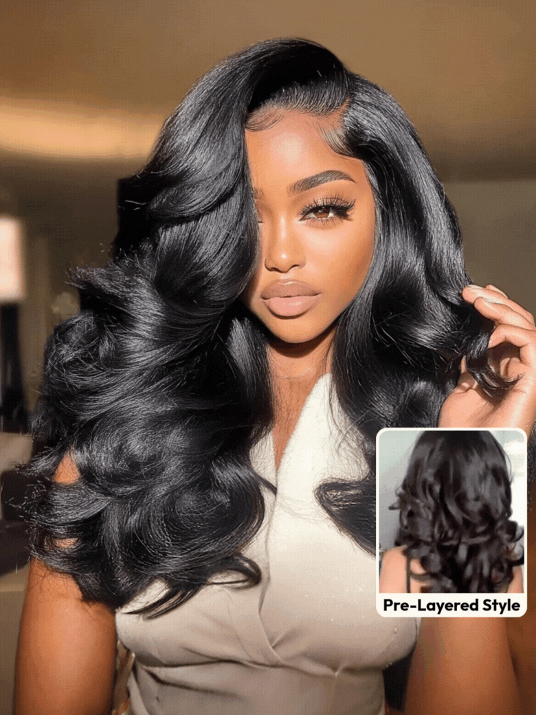 Sunber 200% Density Effortlessly Feathered Hairstyles 7x5 Pre Cut Lace Wig With Layered Haircuts