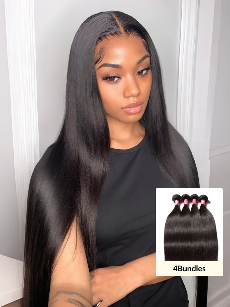 Sunber Hair New Remy Human Hair Malaysian Straight Hair 4 Bundles 100% Human Hair Weaves