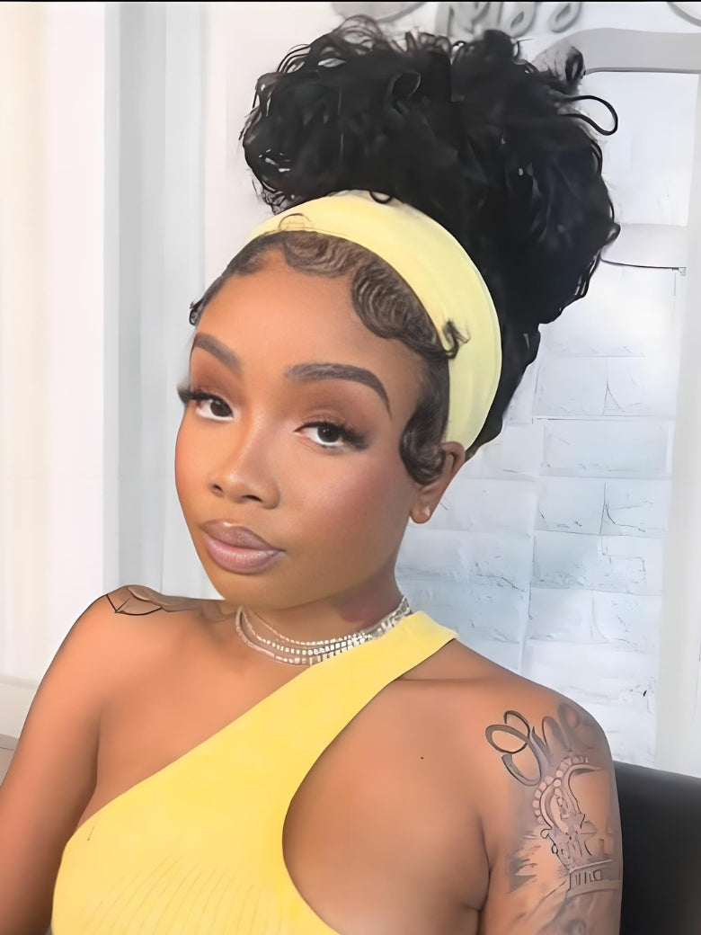 Sunber HookFit Water Wave Headband Wig Glueless Human Hair Wigs With Invisi Drawstring Flash Sale