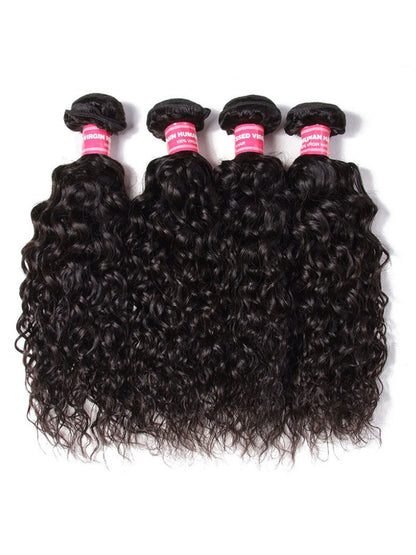 Sunber Hair Brazilian Water Wave Hair 4 Bundles, 100% Virgin Human Hair Weave