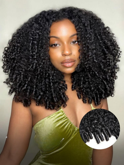 Extra 50% Off | Sunber 200% Density 7x5 Pre Cut Pre-Styled Finger Coils Afro Kinky Curly Lace Wig With Invisi Drawstring