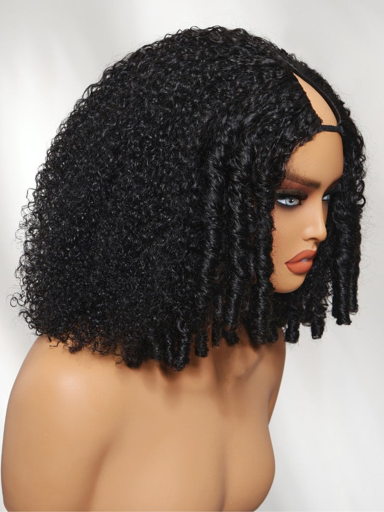 Sunber Finger Coils Afro Kinky Curly V Part Wig With Invisi Drawstring