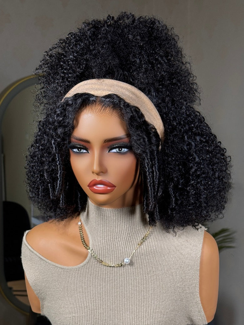 Sunber Finger Coils Afro Kinky Curly V Part Wig With Invisi Drawstring