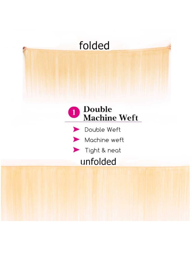 Sunber Hair 3 Bundles 613 Blonde Straight Human Hair Weaves With 4X4 Lace Closure
