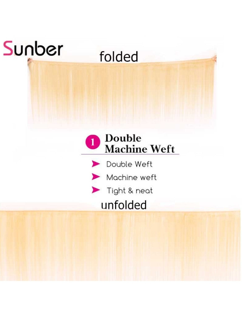 Sunber Hair Blonde 613 Hair Weave 3 Bundles Straight Hair Virgin Human Hair Weft