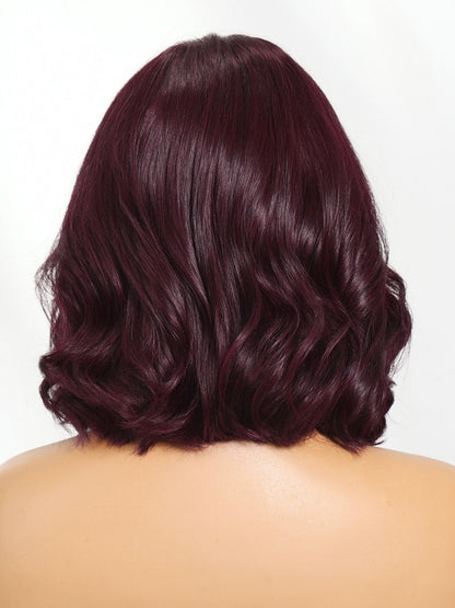 Sunber Purple Black Cherry Wispy Blow Out 7x5 Pre Cut Lace Loose Wave Bob Wig With Invisi Drawstring