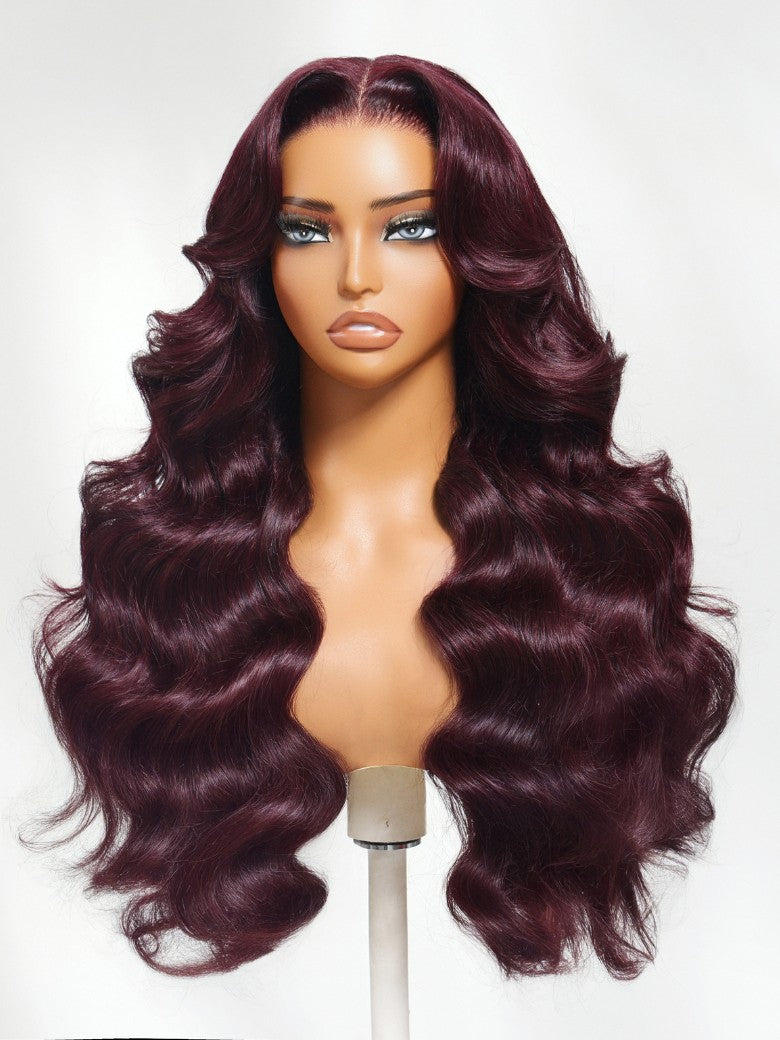 Sunber Black Cherry Lace Frontal Dark Burgundy Wig-Long Layered Cut & Pre Everything & Flash Sale