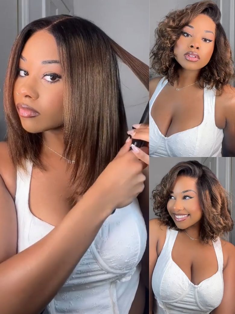 Sunber 7x5 Bye-Bye Knots Ombre Chestnut Brown Put On and Go Yaki Straight Lace Wig Flash Sale