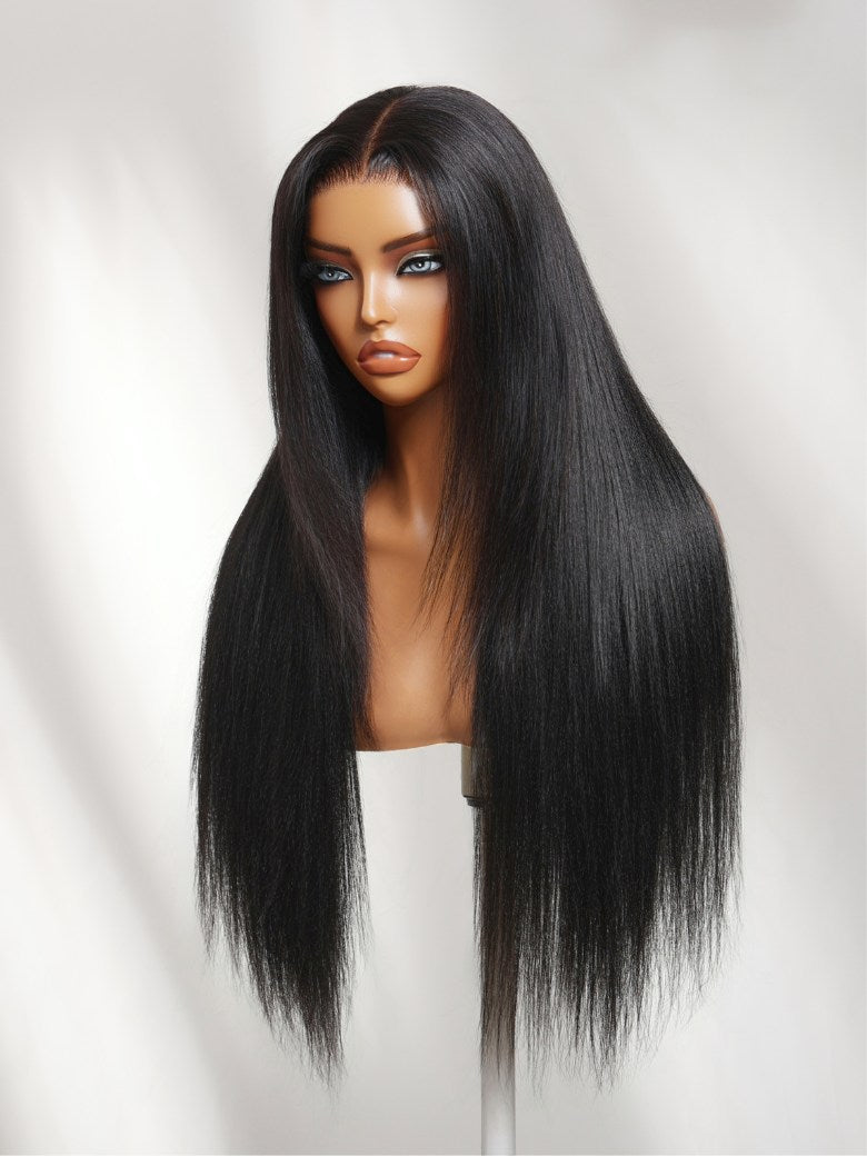 Sunber 200% Density 13x4 Pre Everything Face-framing Feathered Layers Yaki Straight Lace Frontal Wig With Invisi Drawstring