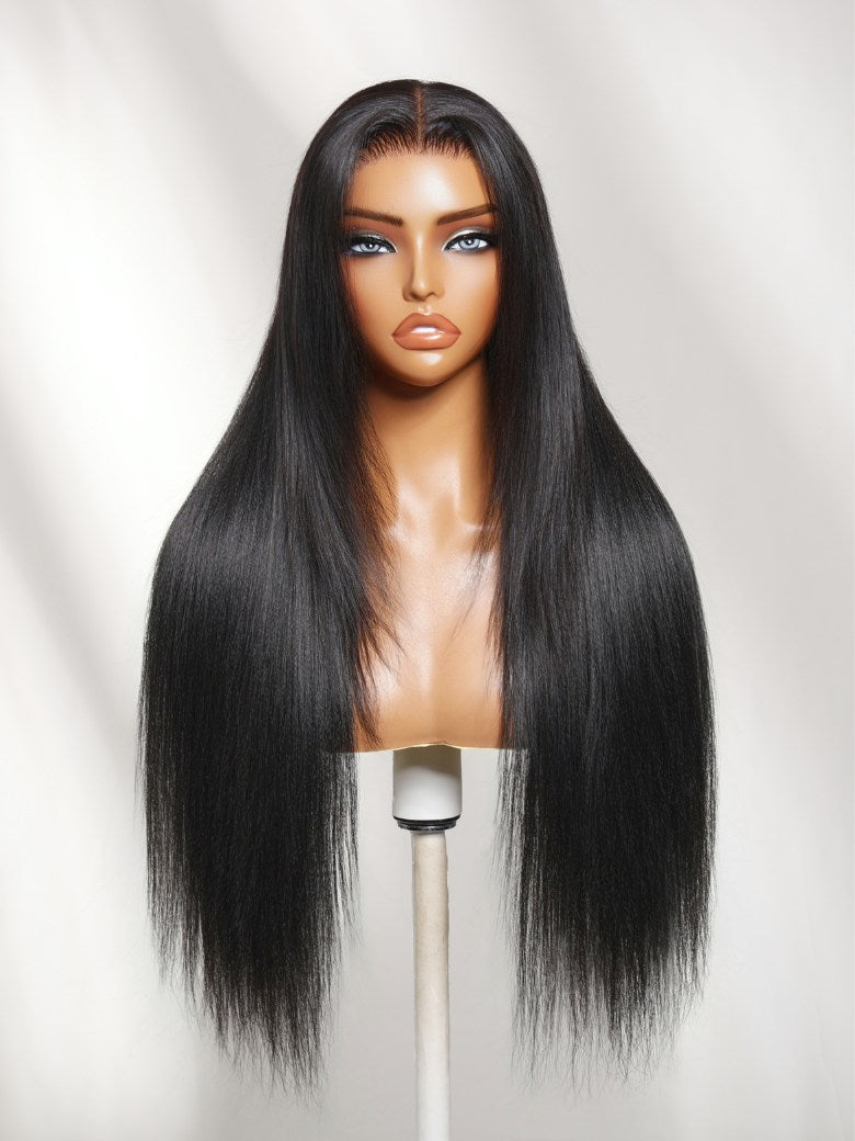 Sunber 200% Density 13x4 Pre Everything Face-framing Feathered Layers Yaki Straight Lace Frontal Wig With Invisi Drawstring