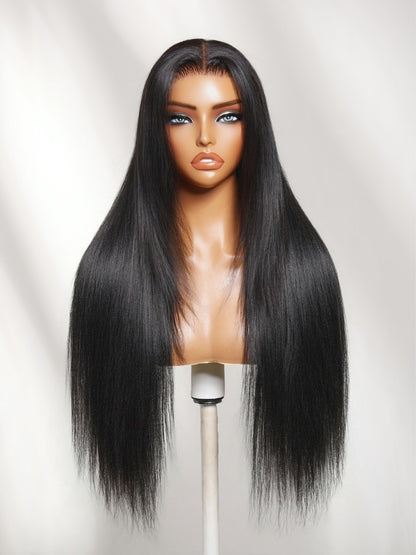 Sunber 200% Density 13x4 Pre Everything Face-framing Feathered Layers Yaki Straight Lace Frontal Wig With Invisi Drawstring