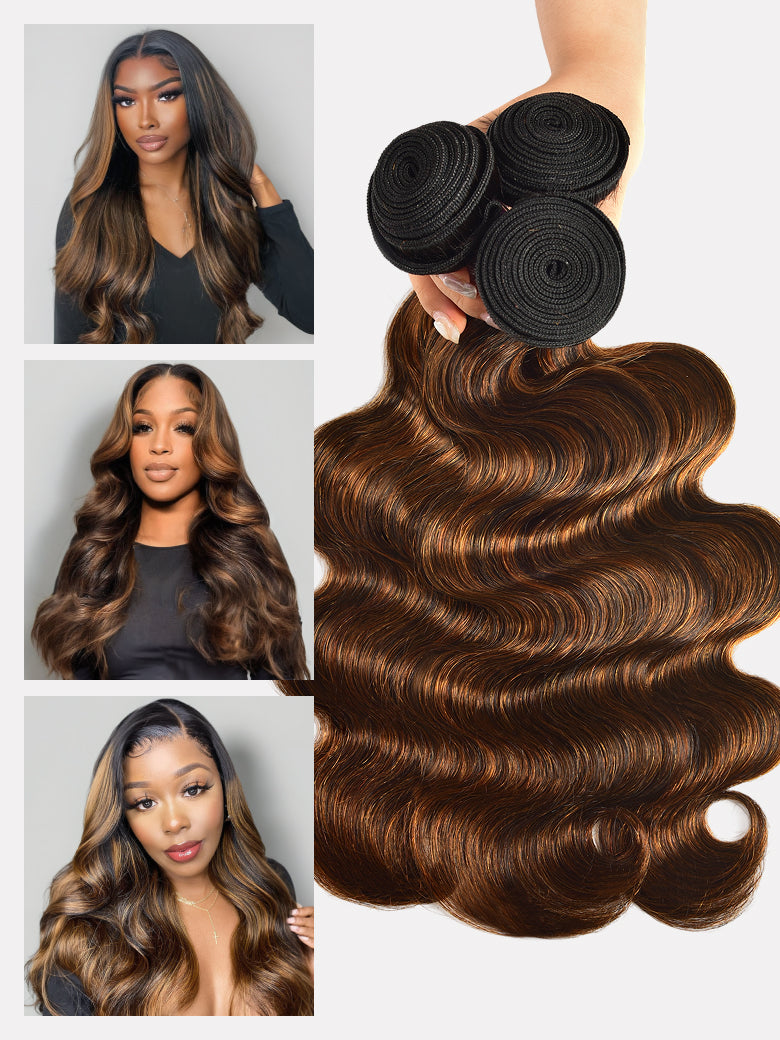 Sunber  Highlight Balayage Color Body Wave 3 Bundles Weaves with 4x4 Lace Closure Virgin Human Hair Flash Sale