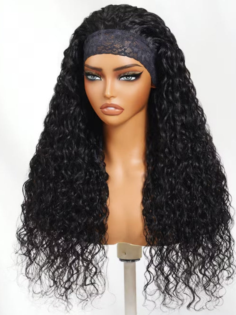 Sunber HookFit Water Wave Headband Wig Glueless Human Hair Wigs With Invisi Drawstring Flash Sale