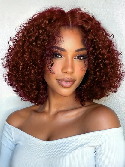 Extra 70% OFF | Sunber Reddish Brown Jerry Curly 7×5 Bye Bye Knots Lace Front Wig Real Human Hair
