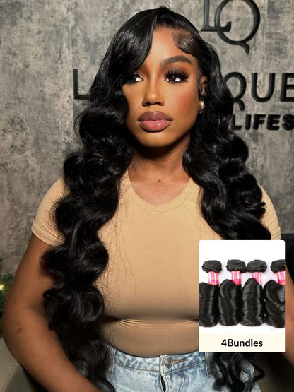 Sunber Hair Virgin Brazilian Loose Wave Hair 4 Bundles - 100% Unprocessed Human Bundle Deals
