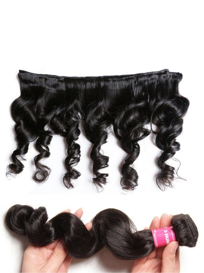 Sunber Hair Peruvian Hair Loose Wave Hair Weaves 4 Bundles with Lace Closure, 100% Human Hair Flash Sale