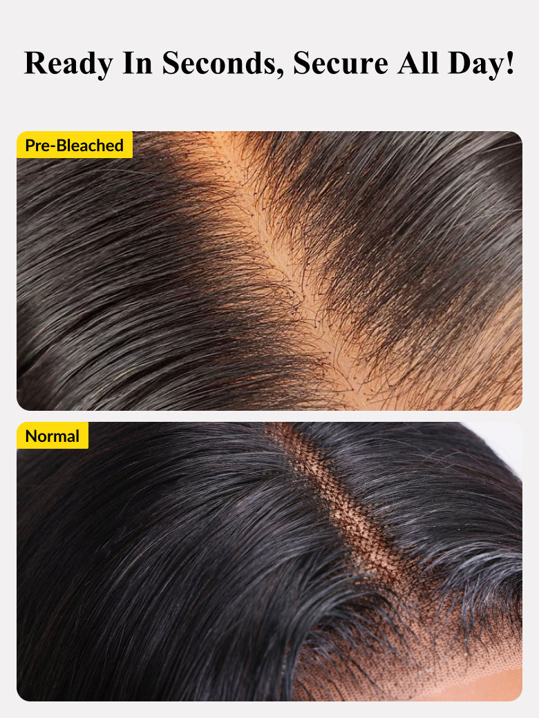 Sunber 7x5 Pre Cut Golden Brown Highlights Water Wave Bye Bye Knots Lace Closure Wig With Pre Bleached Tiny Knots