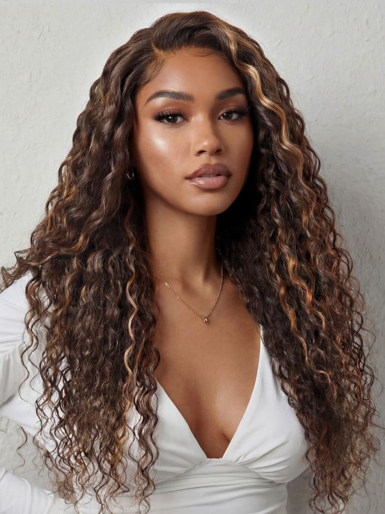 Extra 50% OFF | Sunber Sunber Piano Brown Highlight Curly 7x5 Bye Bye Knots Pre Cut Lace Wig