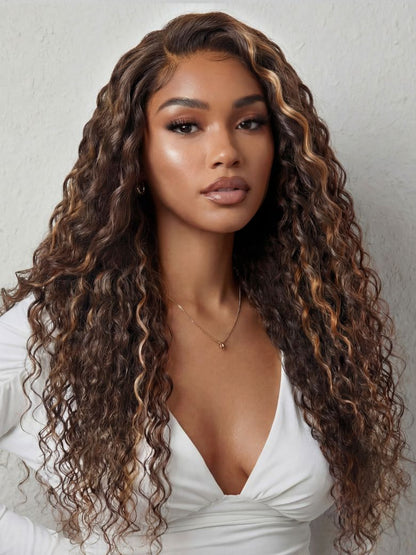 Extra 50% OFF | Sunber Sunber Piano Brown Highlight Curly 7x5 Bye Bye Knots Pre Cut Lace Wig