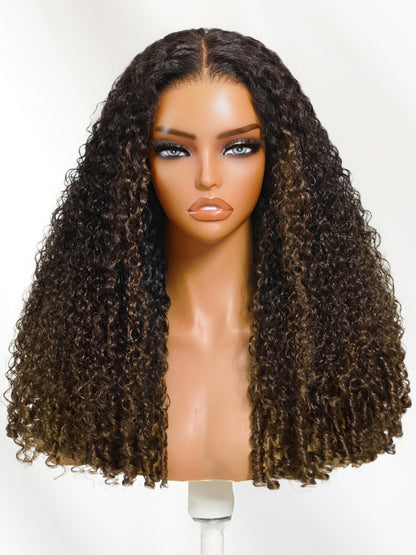 Sunber Full Finger Coils 7x5 Bye Bye Knots Chestnut Brown Lace Wig With Spiral Curls Water Curly Twist Out At The End
