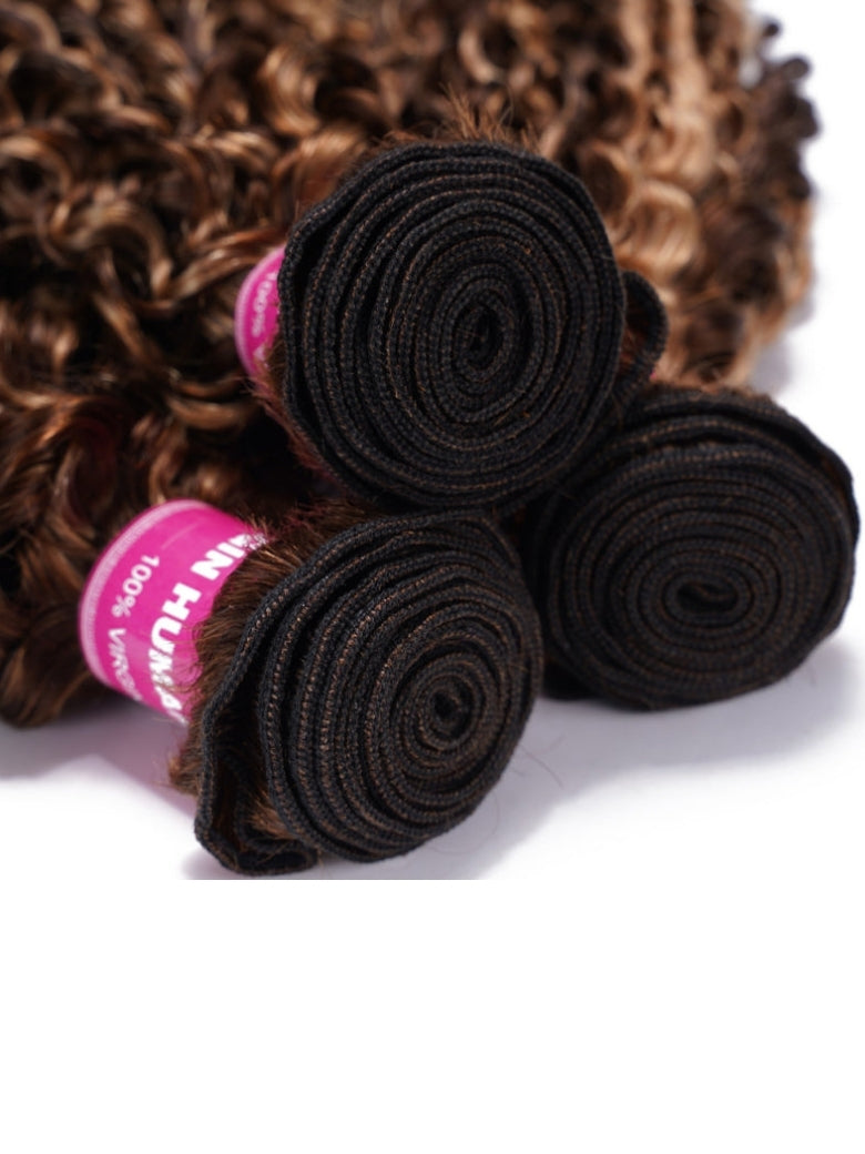 Sunber Ombre Blonde Highlight Curly 3 Bundles On Sale-10-26 Inch &amp; 100% Human Hair