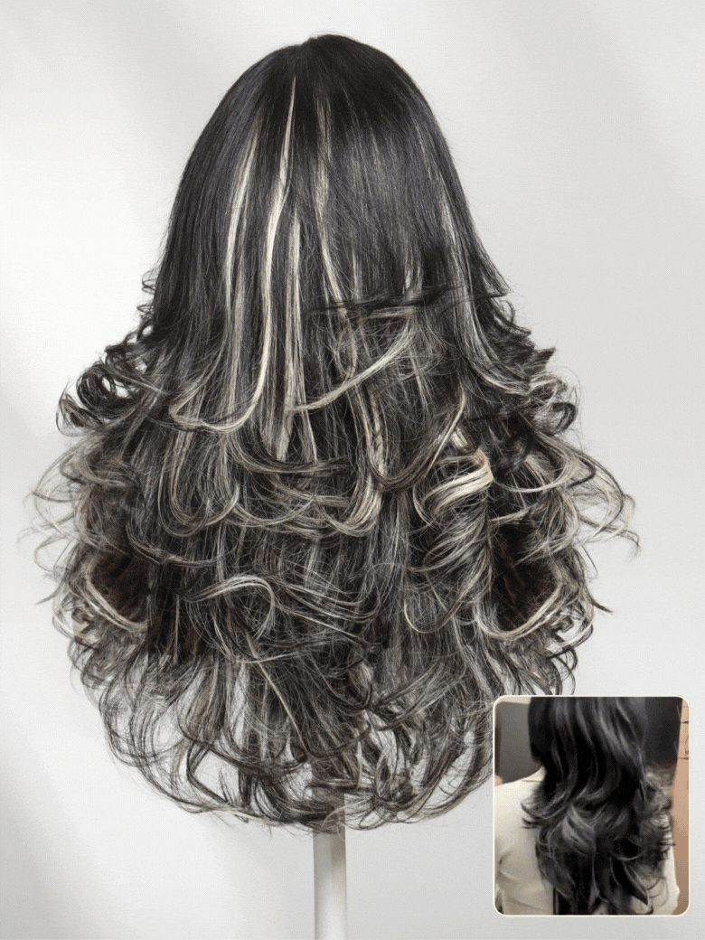 Sunber 200% Density 7x5 Pre Cut Effortlessly Feathered Hairstyles Nature Black With 613