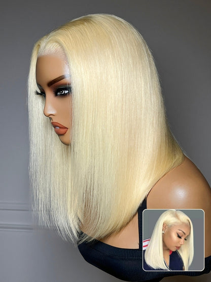 Sunber 613 Blonde Sleek Straight Bob 13x4 Lace Frontal Wig With Invisi Drawstring Flash Sale