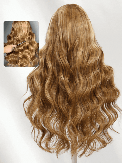 Sunber 7x5 Pre-Cut Body Wave Bye Bye Knots Honey Blonde Glueless Highlights Lace Human Hair Wig
