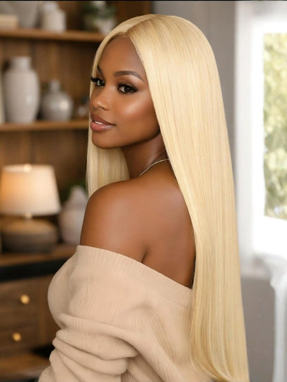 Sunber Full Lace 180% Density Silky Straight 613 Blonde Human Hair Wig Flash Sale