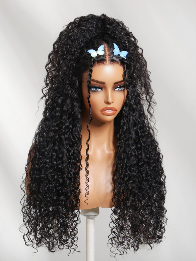 Sunber 4D Mixed Texture Burmese Curls Tight Water Wave Put on and Go Human Hair Drawstring Wig $100 Off
