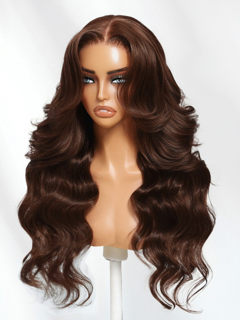 Sunber Chestnut Mocha Brown 13x4 Pre-Everything Lace Front Loose Wave Wig Put on and Go Glueless Wig