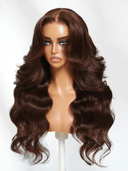 Sunber Chestnut Mocha Brown 13x4 Pre-Everything Lace Front Loose Wave Wig Put on and Go Glueless Wig