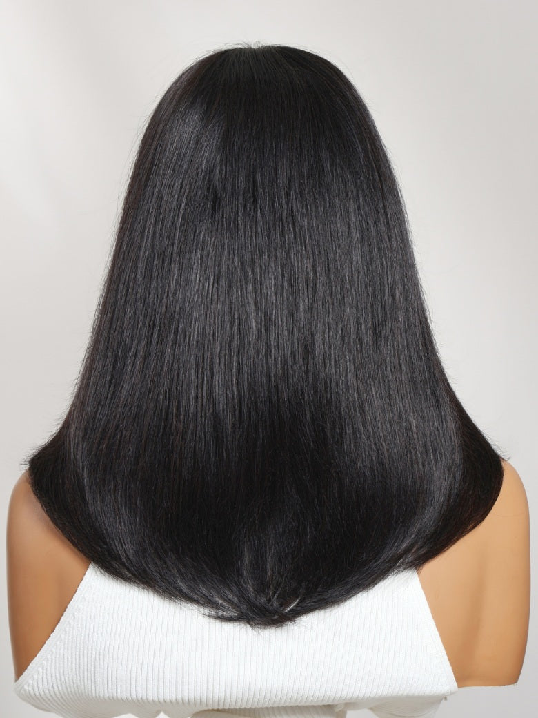 Sunber 7x5 Pre Cut Blowout Bob Shoulder Length Straight Lace Wig With Face-framing feathered layers