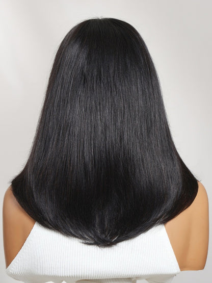 Sunber 7x5 Pre Cut Blowout Bob Shoulder Length Straight Lace Wig With Face-framing feathered layers