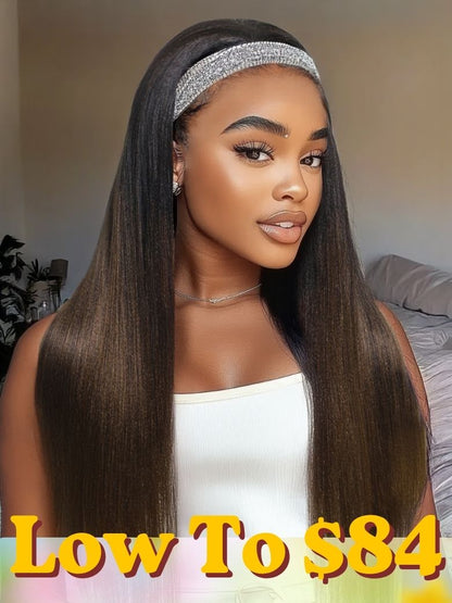Sunber Glueless Chestnut Brown Yaki Straight Wave Wig Upgrade New V Part Wig Yaki Straight No Leave Out Protective Styles Flash Sale
