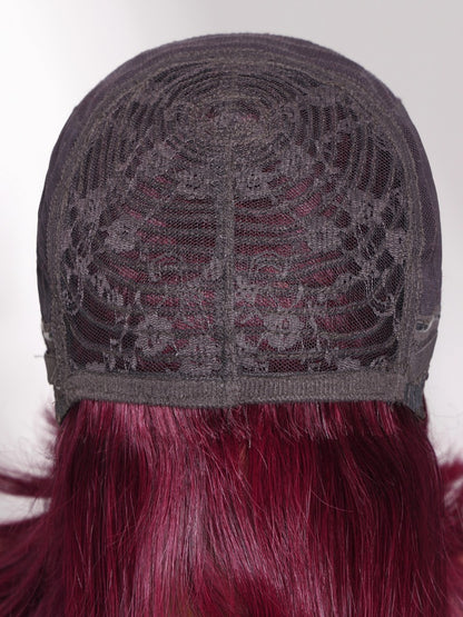 Flash Sale Sunber Layered Blowout 99J Burgundy Sleek Bob Machine Made Wig With Wispy Bangs