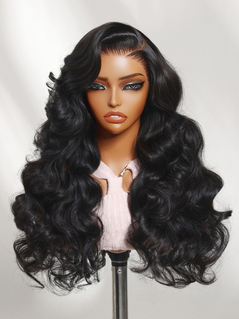 Sunber 13x4 Pre-Everything Wig With Loose Wave Face-Framing Layers And Side-Swept Bangs With Drawstring  Glueless Human Hair Wig