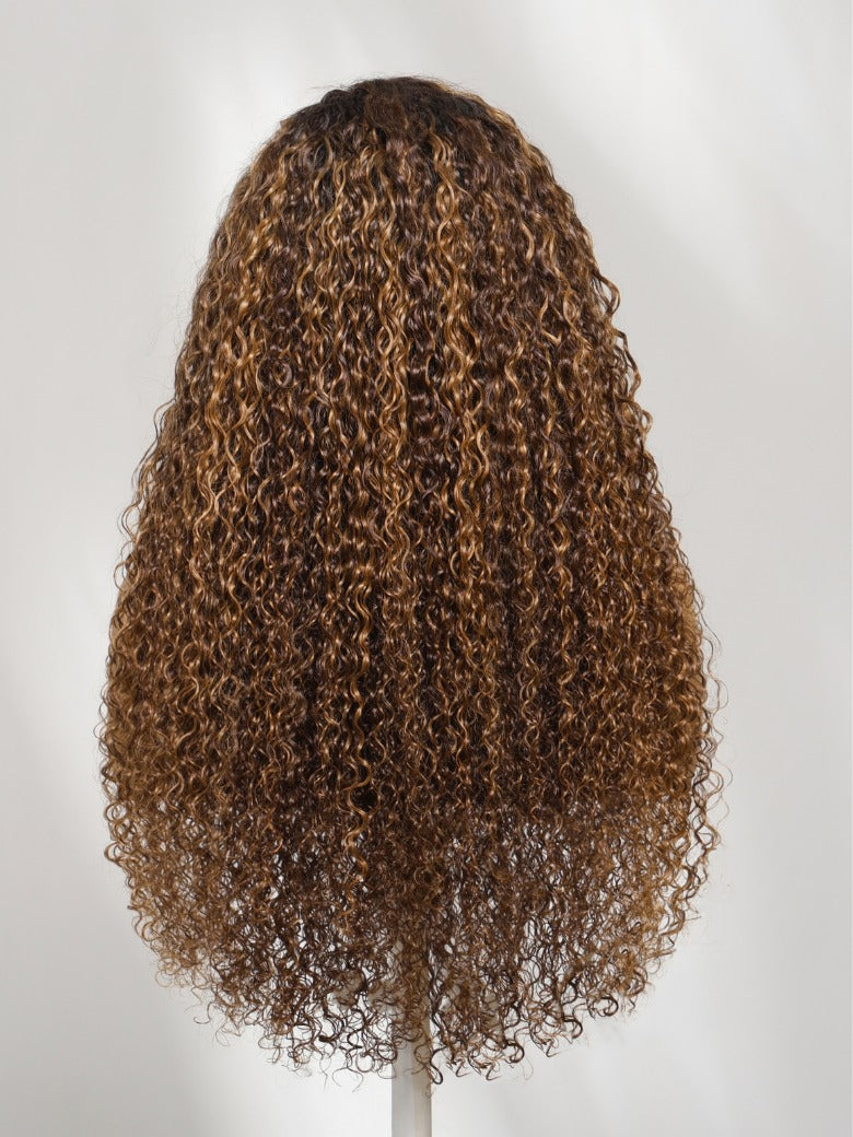 Sunber 13x4 Pre Everything Sun-Kissed Golden brown highlights Curly Lace Frontal Wig With Invisi Drawstring